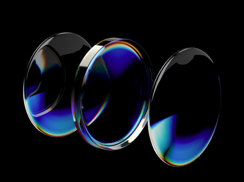 lenses with light passing through
