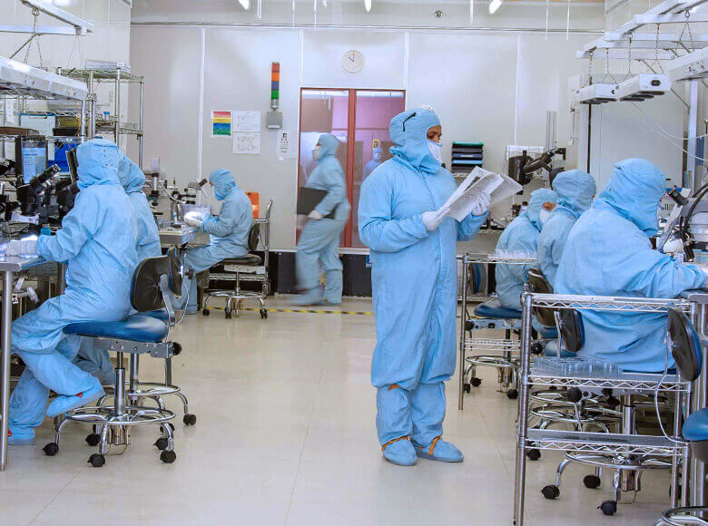 engineers working in clean room